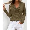 imagePRETTYGARDEN Womens Spring Tops 2026 Dressy Cowl Neck Long Sleeve Shirts Loose Business Casual Blouses Teacher Tunic TopArmy Green