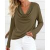 imagePRETTYGARDEN Womens Spring Tops 2026 Dressy Cowl Neck Long Sleeve Shirts Loose Business Casual Blouses Teacher Tunic TopArmy Green