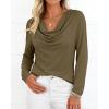 imagePRETTYGARDEN Womens Spring Tops 2026 Dressy Cowl Neck Long Sleeve Shirts Loose Business Casual Blouses Teacher Tunic TopArmy Green