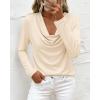 imagePRETTYGARDEN Womens Spring Tops 2026 Dressy Cowl Neck Long Sleeve Shirts Loose Business Casual Blouses Teacher Tunic TopBeige