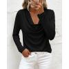 imagePRETTYGARDEN Womens Spring Tops 2026 Dressy Cowl Neck Long Sleeve Shirts Loose Business Casual Blouses Teacher Tunic TopBlack