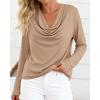 imagePRETTYGARDEN Womens Spring Tops 2026 Dressy Cowl Neck Long Sleeve Shirts Loose Business Casual Blouses Teacher Tunic TopKhaki