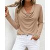 imagePRETTYGARDEN Womens Spring Tops 2026 Dressy Cowl Neck Long Sleeve Shirts Loose Business Casual Blouses Teacher Tunic TopKhaki