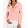 imagePRETTYGARDEN Womens Spring Tops 2026 Dressy Cowl Neck Long Sleeve Shirts Loose Business Casual Blouses Teacher Tunic TopPink
