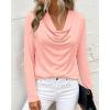 imagePRETTYGARDEN Womens Spring Tops 2026 Dressy Cowl Neck Long Sleeve Shirts Loose Business Casual Blouses Teacher Tunic TopPink