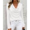 imagePRETTYGARDEN Womens Spring Tops 2026 Dressy Cowl Neck Long Sleeve Shirts Loose Business Casual Blouses Teacher Tunic TopWhite