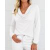 imagePRETTYGARDEN Womens Spring Tops 2026 Dressy Cowl Neck Long Sleeve Shirts Loose Business Casual Blouses Teacher Tunic TopWhite