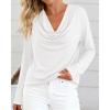 imagePRETTYGARDEN Womens Spring Tops 2026 Dressy Cowl Neck Long Sleeve Shirts Loose Business Casual Blouses Teacher Tunic TopWhite