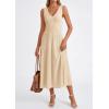 imagePRETTYGARDEN Womens Summer Casual Dresses 2026 Spring Sleeveless V Neck Knit Midi Business Work A Line Cocktail DressBeige