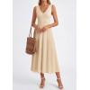 imagePRETTYGARDEN Womens Summer Casual Dresses 2026 Spring Sleeveless V Neck Knit Midi Business Work A Line Cocktail DressBeige