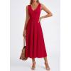 imagePRETTYGARDEN Womens Summer Casual Dresses 2026 Spring Sleeveless V Neck Knit Midi Business Work A Line Cocktail DressRed