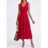 imagePRETTYGARDEN Womens Summer Casual Dresses 2026 Spring Sleeveless V Neck Knit Midi Business Work A Line Cocktail DressRed