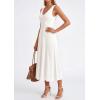 imagePRETTYGARDEN Womens Summer Casual Dresses 2026 Spring Sleeveless V Neck Knit Midi Business Work A Line Cocktail DressWhite