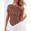 imagePRETTYGARDEN Womens Summer Off The Shoulder Tops 2026 Spring Short Sleeve Mesh Tie Dye Shirt Ruched Asymmetrical Y2k ClothesPolka Dot Brown