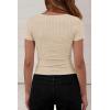 imagePRETTYGARDEN Womens Summer Tops 2026 Cute Cowl Neck Short Sleeve TShirts Ribbed Knit Fitted Spring Ruched Crop TopLight Khaki