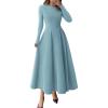 imagePRETTYGARDEN Cocktail Dresses for Women 2026 Elegant Classy Fall Long Sleeve Midi A Line Flowy Modest Winter Party DressGrey Green