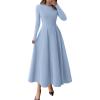 imagePRETTYGARDEN Cocktail Dresses for Women 2026 Elegant Classy Fall Long Sleeve Midi A Line Flowy Modest Winter Party DressLight Blue