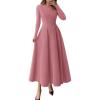 imagePRETTYGARDEN Cocktail Dresses for Women 2026 Elegant Classy Fall Long Sleeve Midi A Line Flowy Modest Winter Party DressPink