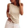 imagePRETTYGARDEN Sleeveless Sweater Tops for Women 2026 Summer Dressy Ribbed Tank Tops Spring Business Casual Work Shirts BlousesBeige