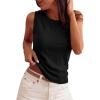 imagePRETTYGARDEN Sleeveless Sweater Tops for Women 2026 Summer Dressy Ribbed Tank Tops Spring Business Casual Work Shirts BlousesBlack