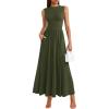 imagePRETTYGARDEN Summer Maxi Dresses for Women 2026 Sleeveless A Line Flowy Long Casual Sundress Wedding Guest Fashion ClothingArmy Green