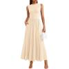 imagePRETTYGARDEN Summer Maxi Dresses for Women 2026 Sleeveless A Line Flowy Long Casual Sundress Wedding Guest Fashion ClothingBeige