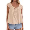 imagePRETTYGARDEN Women Babydoll Tops 2026 Summer Clothes Cap Sleeve Tie Front Flowy Tank Top Peplum Blouses Cute Going Out ShirtsApricot