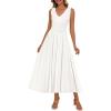 imagePRETTYGARDEN Womens Summer Casual Dresses 2026 Spring Sleeveless V Neck Knit Midi Business Work A Line Cocktail DressWhite