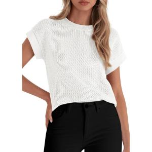imagePRETTYGARDEN Women 2026 Spring Fashion Sweater Vest Business Casual Tank Top Cap Sleeve Knit Work Shirt Trendy Summer OutfitsWhite