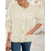 imagePRETTYGARDEN Cardigan Sweaters for Women 2026 Trendy Oversized Knit Chunky Button Cardigans Fall Winter Outfits with PocketsBeige