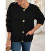 imagePRETTYGARDEN Cardigan Sweaters for Women 2026 Trendy Oversized Knit Chunky Button Cardigans Fall Winter Outfits with PocketsBlack