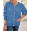 imagePRETTYGARDEN Cardigan Sweaters for Women 2026 Trendy Oversized Knit Chunky Button Cardigans Fall Winter Outfits with PocketsBlue