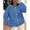 imagePRETTYGARDEN Cardigan Sweaters for Women 2026 Trendy Oversized Knit Chunky Button Cardigans Fall Winter Outfits with PocketsBlue