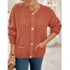 imagePRETTYGARDEN Cardigan Sweaters for Women 2026 Trendy Oversized Knit Chunky Button Cardigans Fall Winter Outfits with PocketsBrick Red