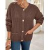 imagePRETTYGARDEN Cardigan Sweaters for Women 2026 Trendy Oversized Knit Chunky Button Cardigans Fall Winter Outfits with PocketsCoffee