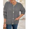 imagePRETTYGARDEN Cardigan Sweaters for Women 2026 Trendy Oversized Knit Chunky Button Cardigans Fall Winter Outfits with PocketsGrey