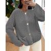 imagePRETTYGARDEN Cardigan Sweaters for Women 2026 Trendy Oversized Knit Chunky Button Cardigans Fall Winter Outfits with PocketsGrey