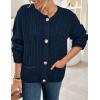 imagePRETTYGARDEN Cardigan Sweaters for Women 2026 Trendy Oversized Knit Chunky Button Cardigans Fall Winter Outfits with PocketsNavy