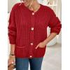 imagePRETTYGARDEN Cardigan Sweaters for Women 2026 Trendy Oversized Knit Chunky Button Cardigans Fall Winter Outfits with PocketsRed