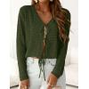 imagePRETTYGARDEN Crochet Cardigan Sweaters for Women Trendy Spring Summer Long Sleeve Tie Front Tops Boho Beach Vacation ClothesArmy Green