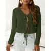 imagePRETTYGARDEN Crochet Cardigan Sweaters for Women Trendy Spring Summer Long Sleeve Tie Front Tops Boho Beach Vacation ClothesArmy Green
