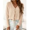 imagePRETTYGARDEN Crochet Cardigan Sweaters for Women Trendy Spring Summer Long Sleeve Tie Front Tops Boho Beach Vacation ClothesBeige