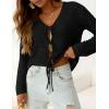 imagePRETTYGARDEN Crochet Cardigan Sweaters for Women Trendy Spring Summer Long Sleeve Tie Front Tops Boho Beach Vacation ClothesBlack