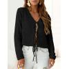 imagePRETTYGARDEN Crochet Cardigan Sweaters for Women Trendy Spring Summer Long Sleeve Tie Front Tops Boho Beach Vacation ClothesBlack
