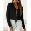 imagePRETTYGARDEN Crochet Cardigan Sweaters for Women Trendy Spring Summer Long Sleeve Tie Front Tops Boho Beach Vacation ClothesBlack