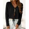 imagePRETTYGARDEN Crochet Cardigan Sweaters for Women Trendy Spring Summer Long Sleeve Tie Front Tops Boho Beach Vacation ClothesBlack