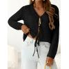 imagePRETTYGARDEN Crochet Cardigan Sweaters for Women Trendy Spring Summer Long Sleeve Tie Front Tops Boho Beach Vacation ClothesBlack