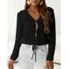 imagePRETTYGARDEN Crochet Cardigan Sweaters for Women Trendy Spring Summer Long Sleeve Tie Front Tops Boho Beach Vacation ClothesBlack