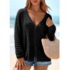 imagePRETTYGARDEN Crochet Cardigan Sweaters for Women Trendy Spring Summer Long Sleeve Tie Front Tops Boho Beach Vacation ClothesBlack