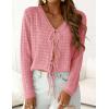 imagePRETTYGARDEN Crochet Cardigan Sweaters for Women Trendy Spring Summer Long Sleeve Tie Front Tops Boho Beach Vacation ClothesPink